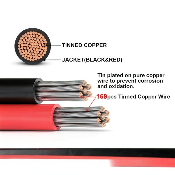 iGreely 8 AWG Positive Battery Cable Set 4ft 5/16 in Lugs Heavy Duty-1