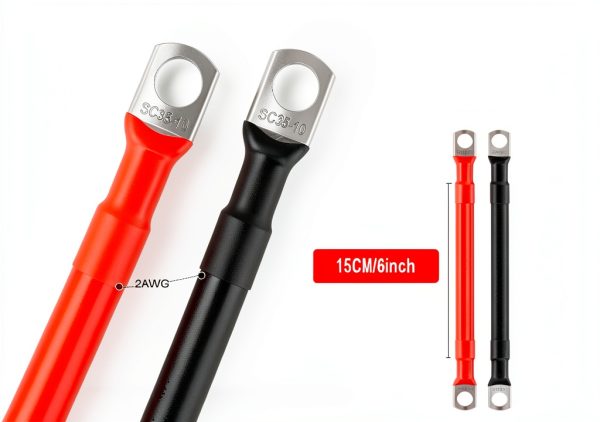 Linkstyle 2 AWG 15CM Red Black Battery Cable Set 6pcs Marine Copper-1