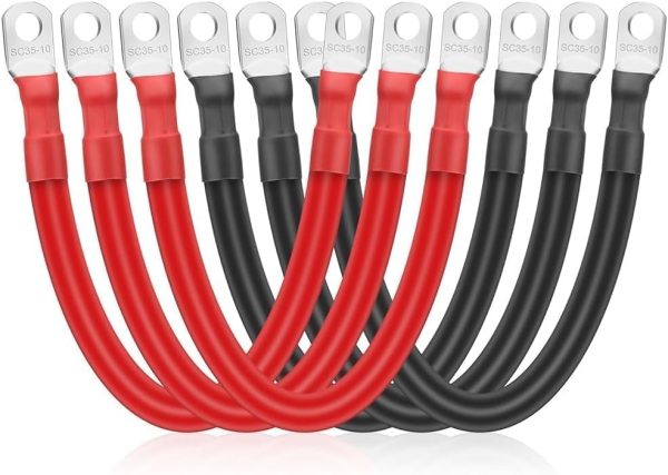 Linkstyle 2 AWG 15CM Red Black Battery Cable Set 6pcs Marine Copper-0