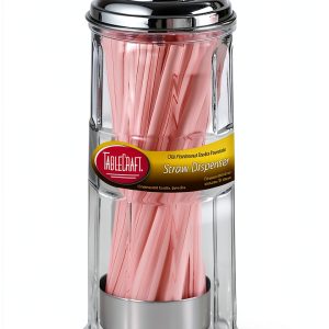 Straw Dispenser TableCraft H714CH Glass with Chrome Top – 72 Straws-0