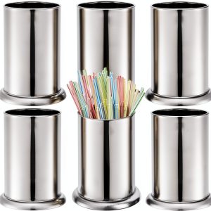 Stainless Steel Straw Holder ZEAYEA 6‑Pack Countertop Organizer-0