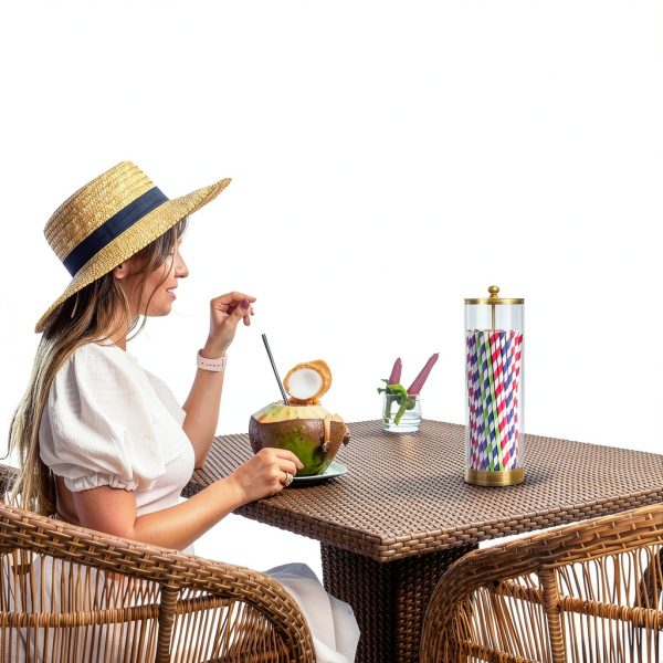Acrylic Straw Holder with Bamboo Lid by VEGEVIGI – Clear 9″ Dispenser-5