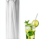 13.77 inch Straw Holder for Standard & Long Bended Size Drinking Straws,Straw Dispenser for Counter With Black Lid,Clear Drinking Organizer Container for Kitchen(Straws Include)-0