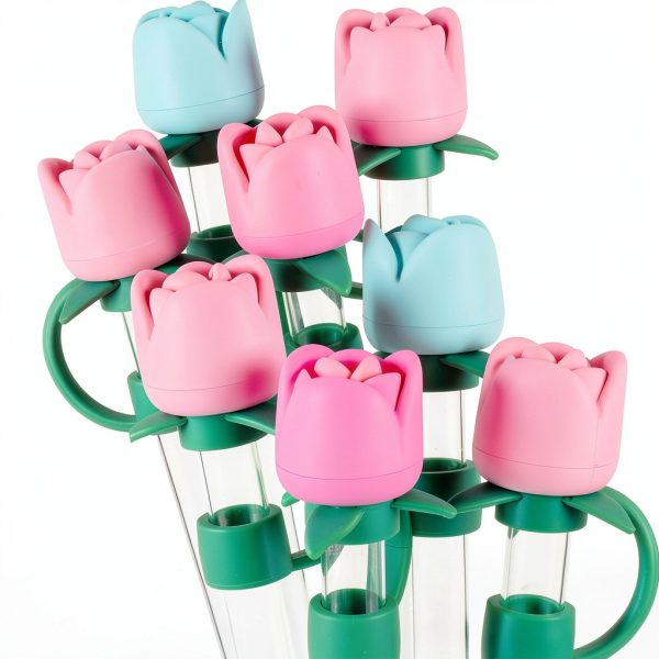 Straw Covers for Stanley Cups 4 Rose Silicone Caps Reusable Dust Proof-2