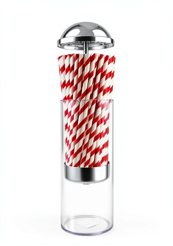 Drinking Straw Dispenser Dukars Glass Jar Chrome Lid Holds 100 Straws-2