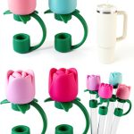 Straw Covers for Stanley Cups 4 Rose Silicone Caps Reusable Dust Proof-0
