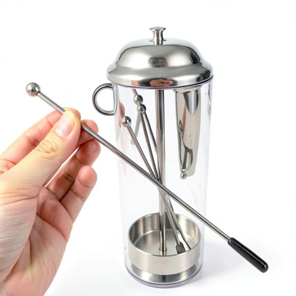Drinking Straw Dispenser Dukars Glass Jar Chrome Lid Holds 100 Straws-5