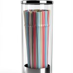 Drinking Straw Dispenser Dukars Glass Jar Chrome Lid Holds 100 Straws-0