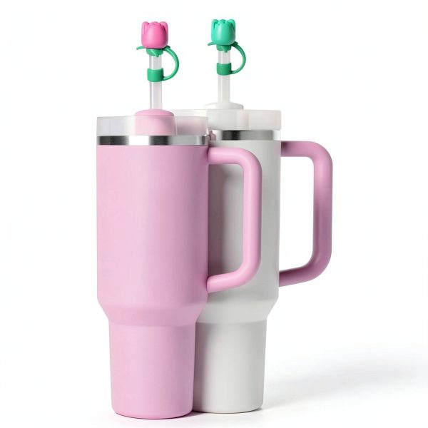 Straw Covers for Stanley Cups 4 Rose Silicone Caps Reusable Dust Proof-4