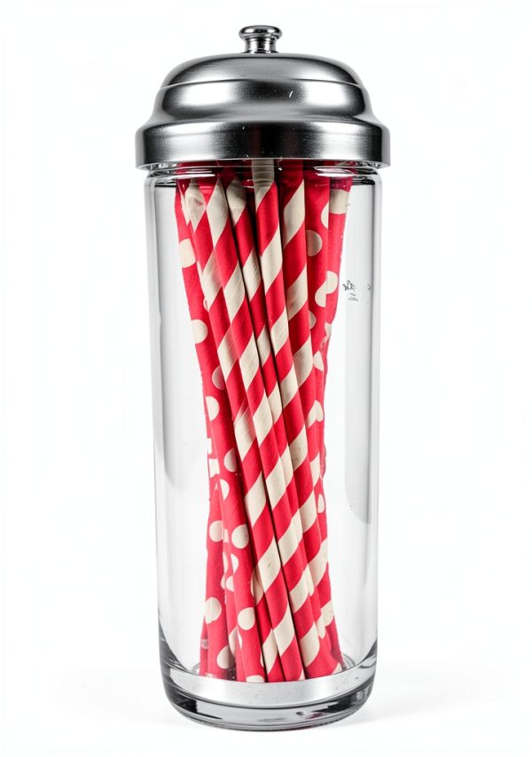 Drinking Straw Dispenser Dukars Glass Jar Chrome Lid Holds 100 Straws-4
