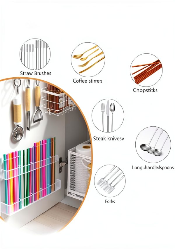 Straw Holder for Cabinet Door kidinit Acrylic 9.5" Split Design-3