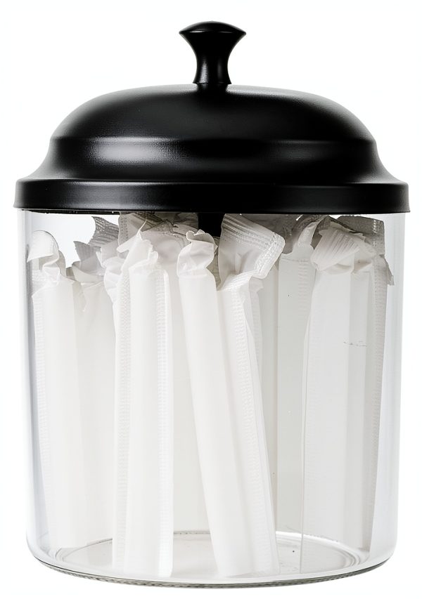 13.77 inch Straw Holder for Standard & Long Bended Size Drinking Straws,Straw Dispenser for Counter With Black Lid,Clear Drinking Organizer Container for Kitchen(Straws Include)-3