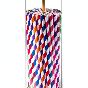 Acrylic Straw Holder with Bamboo Lid by VEGEVIGI – Clear 9″ Dispenser-0