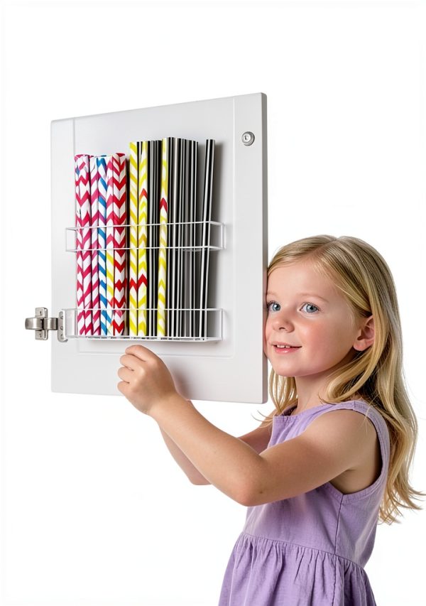 Straw Holder for Cabinet Door kidinit Acrylic 9.5" Split Design-1