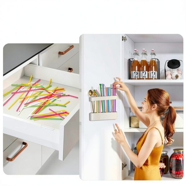 9.6" Large Straw Holder for Cabinet Door, Soft Silicone Straw-1