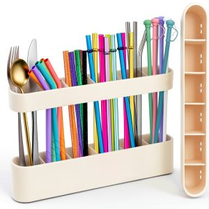 9.6" Large Straw Holder for Cabinet Door, Soft Silicone Straw-0